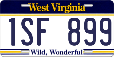 WV license plate 1SF899