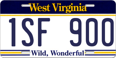 WV license plate 1SF900