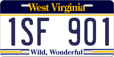 WV license plate 1SF901