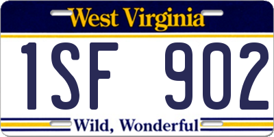 WV license plate 1SF902