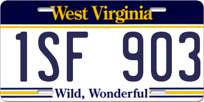 WV license plate 1SF903