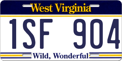 WV license plate 1SF904