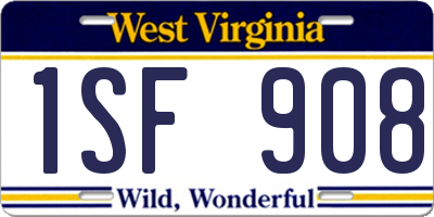 WV license plate 1SF908