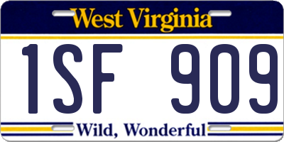 WV license plate 1SF909