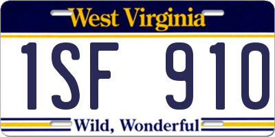 WV license plate 1SF910