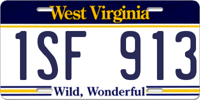 WV license plate 1SF913