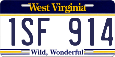WV license plate 1SF914