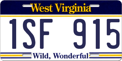 WV license plate 1SF915