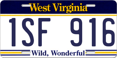 WV license plate 1SF916