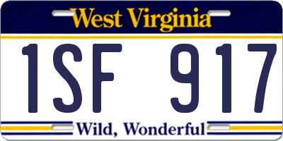 WV license plate 1SF917