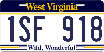 WV license plate 1SF918