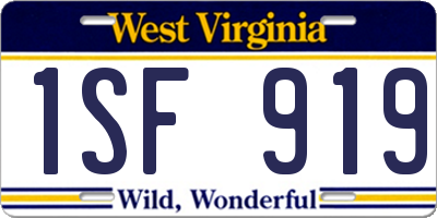 WV license plate 1SF919
