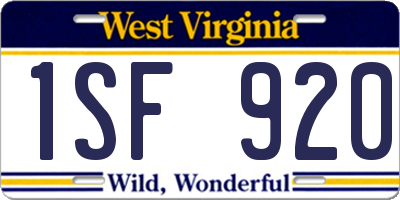 WV license plate 1SF920