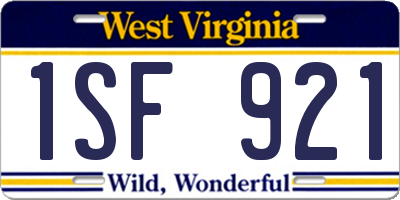 WV license plate 1SF921