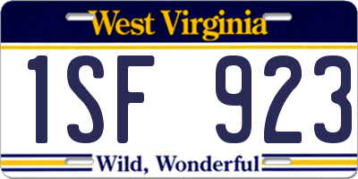 WV license plate 1SF923