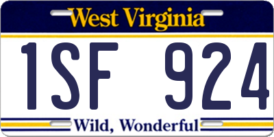 WV license plate 1SF924