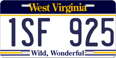 WV license plate 1SF925
