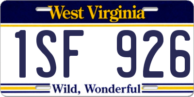 WV license plate 1SF926