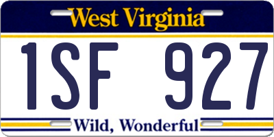 WV license plate 1SF927