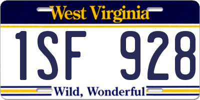 WV license plate 1SF928