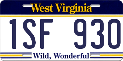 WV license plate 1SF930