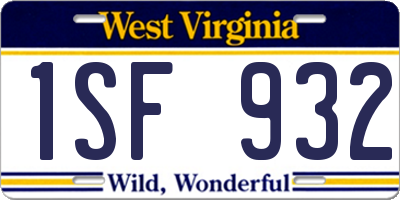 WV license plate 1SF932