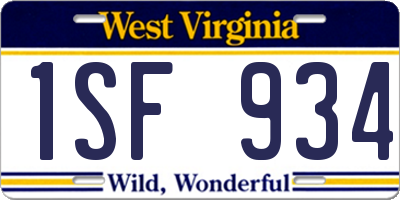 WV license plate 1SF934
