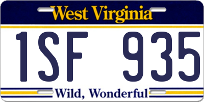 WV license plate 1SF935