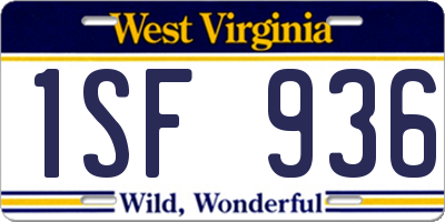 WV license plate 1SF936