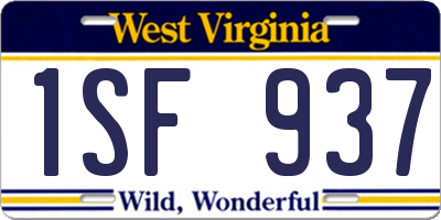 WV license plate 1SF937
