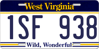 WV license plate 1SF938