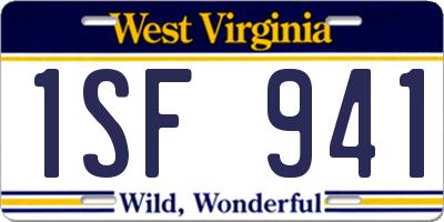 WV license plate 1SF941