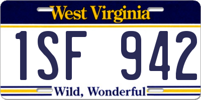 WV license plate 1SF942