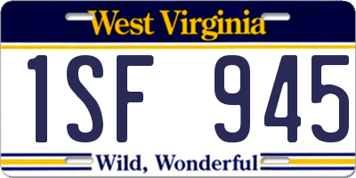 WV license plate 1SF945