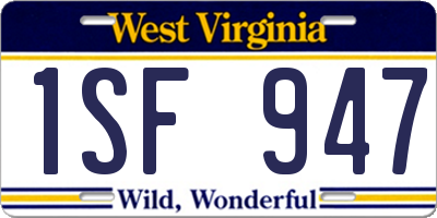 WV license plate 1SF947