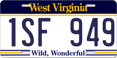 WV license plate 1SF949