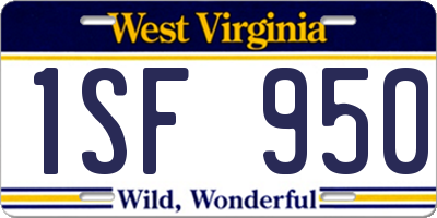 WV license plate 1SF950