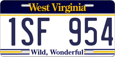 WV license plate 1SF954