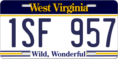 WV license plate 1SF957