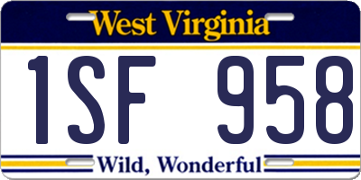 WV license plate 1SF958