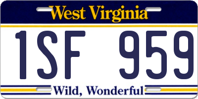 WV license plate 1SF959