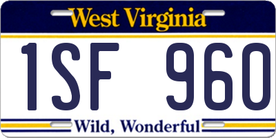 WV license plate 1SF960