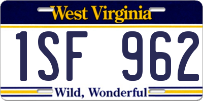 WV license plate 1SF962