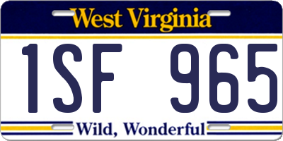 WV license plate 1SF965