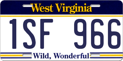 WV license plate 1SF966