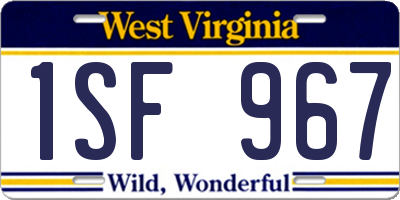 WV license plate 1SF967