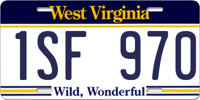WV license plate 1SF970