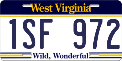 WV license plate 1SF972