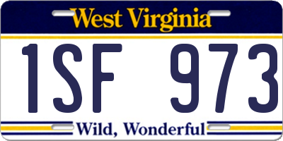 WV license plate 1SF973