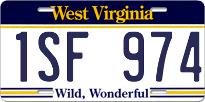 WV license plate 1SF974